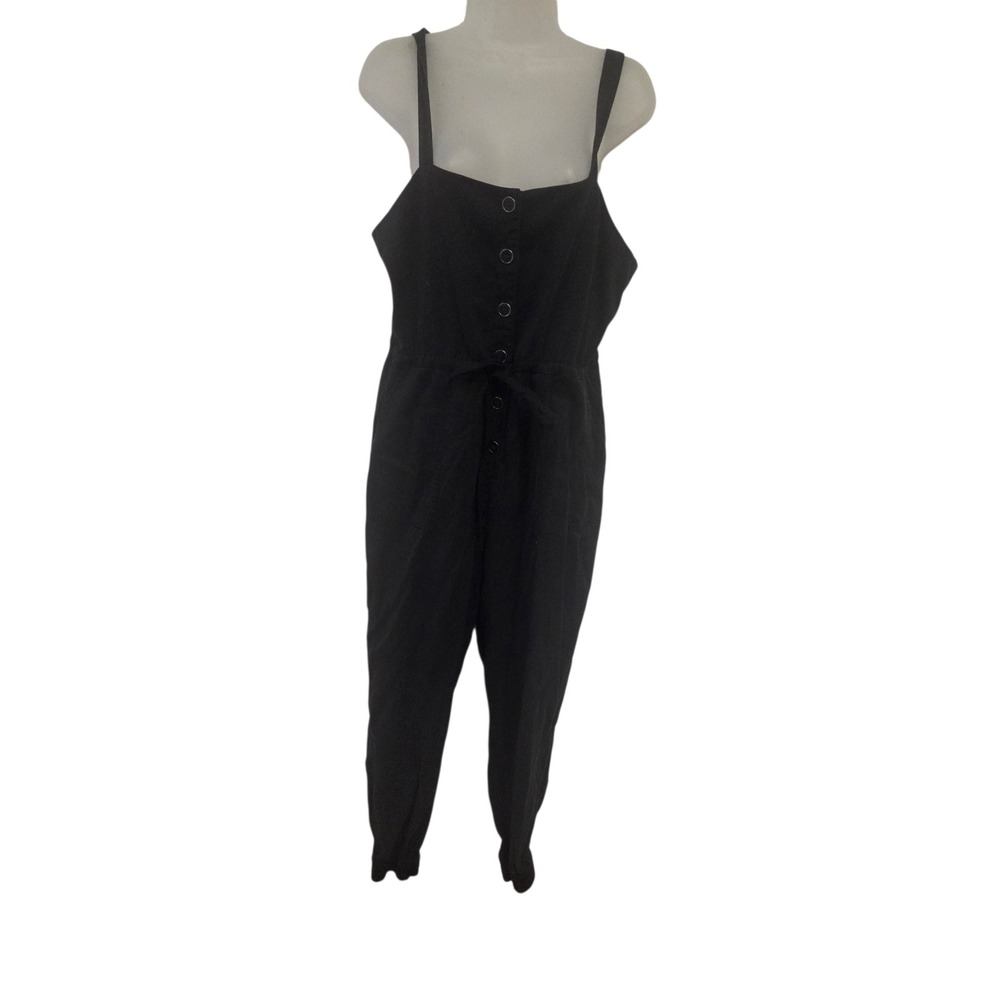 Smoke & Mirrors Los Angeles Black‎ Button Front Tie Waist Jumpsuit Womens Large